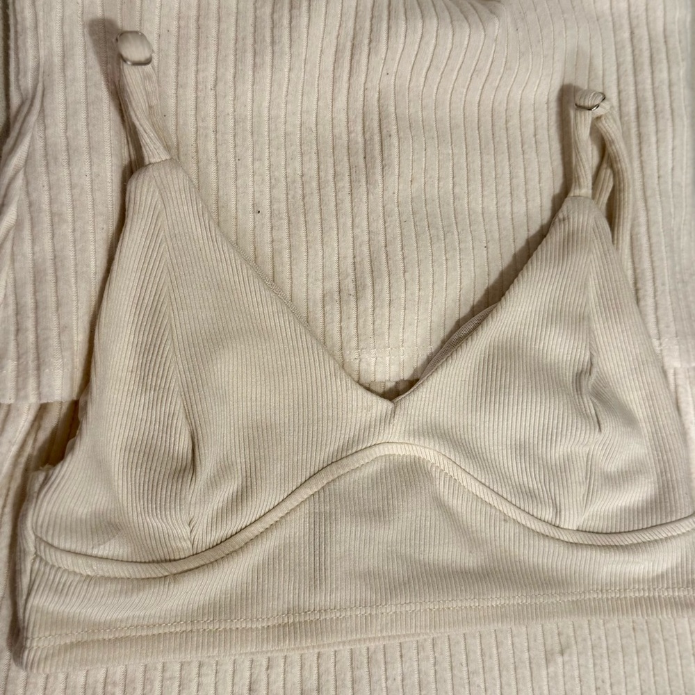 White fox Cream Ribbed Bralette